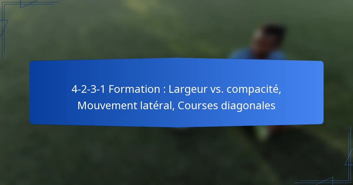 4-2-3-1 Formation : Largeur vs. compacité, Mouvement latéral, Courses diagonales